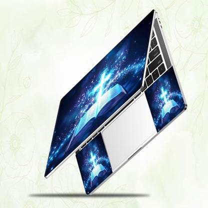 Laptop Skin Sticker Decal, Universal Reusable Vinyl Laptop Cover for 12" 13" 13.3" 14" 15" 15.4" 15.6" Notebook PC, Reusable Waterproof Scratch-Resistant with 2 Wrist Pads,Christian Cross Book - color: Christian Cross Book