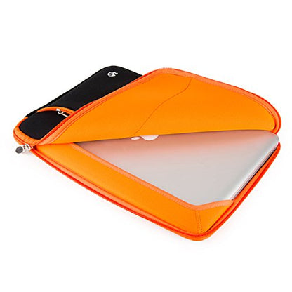 Neoprene Laptop Case | Lightweight Travel Protection | 13" Notebook Compatible Water Resistant Tech Sleeve (Orange) - color: Black/Orange
