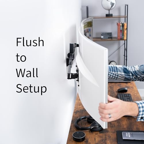 VIVO Premium Dual Ultra Wide LCD LED 27 to 38 inch Monitor Wall Mount, Heavy Duty, Telescoping Arms, Flush Wall Setup, Fits 2 Screens, Black, MOUNT-TS38B - size: up to 38", style: Dual mount