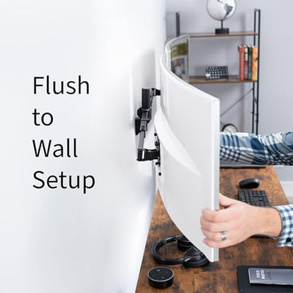 VIVO Premium Dual Ultra Wide LCD LED 27 to 38 inch Monitor Wall Mount, Heavy Duty, Telescoping Arms, Flush Wall Setup, Fits 2 Screens, Black, MOUNT-TS38B - size: up to 38", style: Dual mount