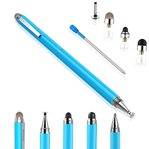 Penyeah Stylus, 4-in-1 Stylus Pen for Touch Screen, High Precision and Sensitivity Disc,Mesh,2 Sized Rubber Tips, Universal for iPhone/iPad/Android/Samsung/HP Tablets All Capacitive Touch Screens-Blue - color: Blue