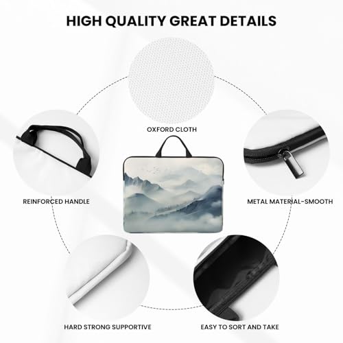 Ink Mountains and Rivers 14 Inch Laptop Sleeve Case，Handheld Waterproof/Shockproof Computer Carrying Bag Suitable for Daily Travel/Tourism/Business Trips, etc - color: Ink Mountains And Rivers