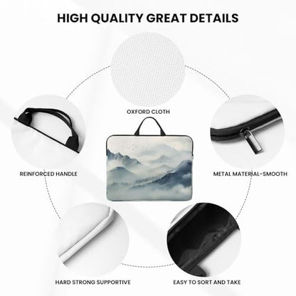 Ink Mountains and Rivers 14 Inch Laptop Sleeve Case，Handheld Waterproof/Shockproof Computer Carrying Bag Suitable for Daily Travel/Tourism/Business Trips, etc - color: Ink Mountains And Rivers