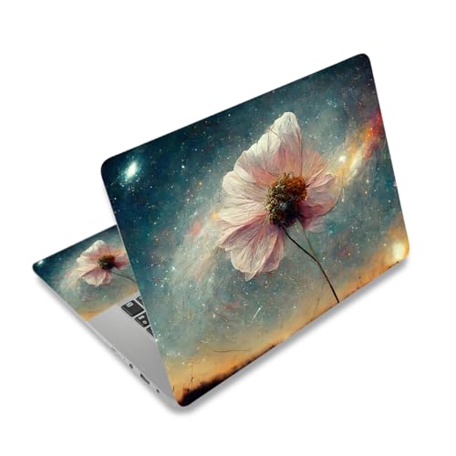 Laptop Decal Sticker Skin Cover, 12" 13.1" 13.3" 14" 15" 15.4" 15.6" Laptop Netbook Vinyl Art Skin Sticker Cover Notebook PC Protector (2 Wrist Pad Included), Removable Reusable, Floral Stars - color: Floral Stars