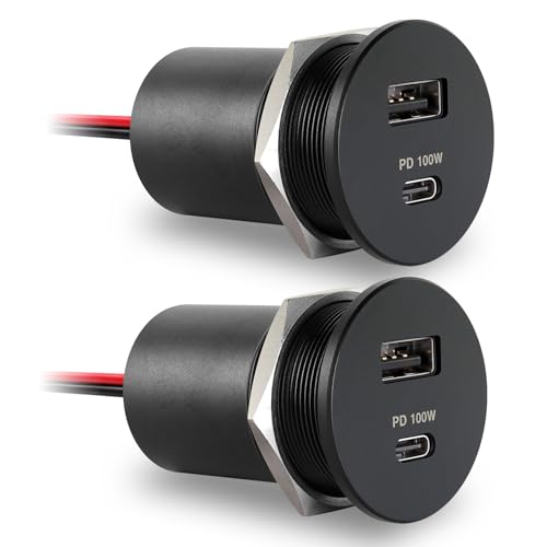 Acegoo 118W 12V USB Outlet 100W Type-C Laptop Car Charger,18W QC3.0 USB-A Dual Port Fast Charging Socket, Replacement Car Charger Accessories for RV Camper Trailer Truck Boat Golf (2Pcs) - color: 2Pcs