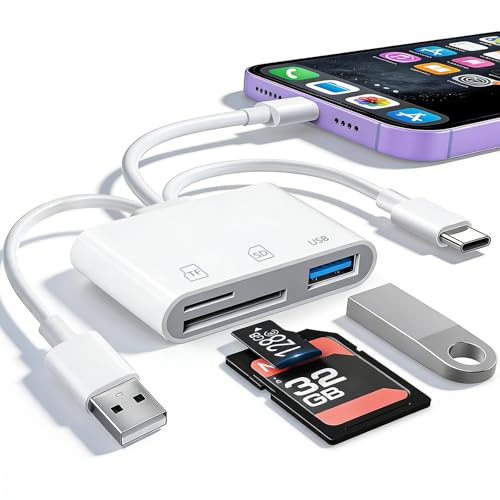SD Card Reader for iPhone Sd Card Reader,USB-C&USB-A 3 in 3 Memory Card Reader, USB Sd Card Reader for iPhone 16/15/14/13, Ipad, Pc, Android, USB Support Sd/Xd/Ms/Tf Digital Camera Adapter. - size: 3IN3 SD Card Reader