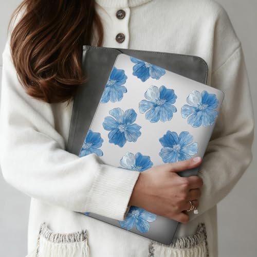for MacBook Air 13.6 Inch Case M5/M4/M3/M2 2026-2022 Release A3449 A3240 A3113 A2681 Blue Blossom Flower Floral Design Crystal Clear Girly Case Laptop Protective Hard Shell Cover - color: Blue Flower