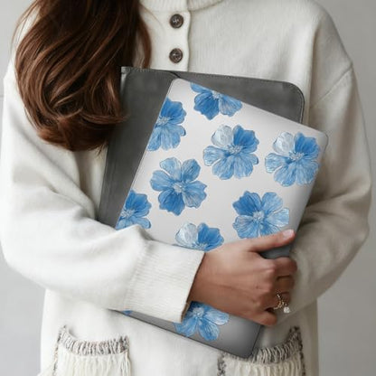 for MacBook Air 13.6 Inch Case M5/M4/M3/M2 2026-2022 Release A3449 A3240 A3113 A2681 Blue Blossom Flower Floral Design Crystal Clear Girly Case Laptop Protective Hard Shell Cover - color: Blue Flower