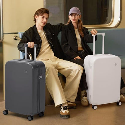 mixi Carry on Luggage, 20'' Suitcase Spinner Wheels Luggage Hardshell Lightweight Rolling Suitcases PC with Cover & TSA Lock for Business Travel, Off White（Slight Pink） - color: Off White(Slight Pink), size: 20in Carry on