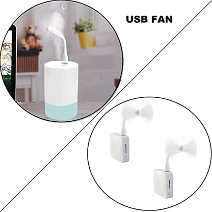 Sokelinn-six USB Flexible Fan, Mini Portable Cooling Fans USB Powered for Power Bank Laptop PC AC Charger - 2 Pack (White) - color: White