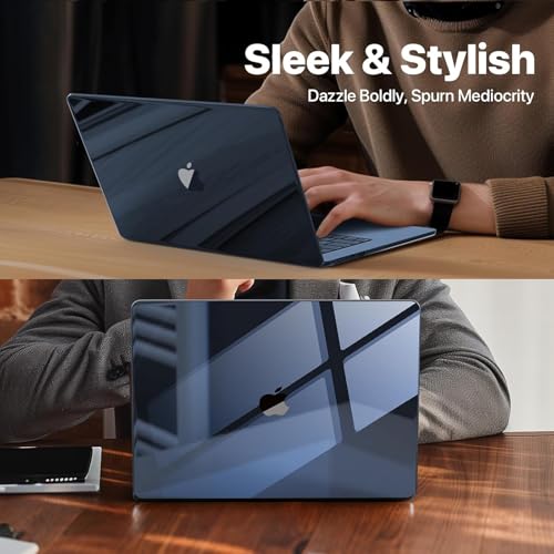 Soonjet for MacBook Air 15 inch Case M5 M4 M3 M2 2026-2023 Laptop Cover | Crystal Clear Midnight Blue, Color Match, Protective Hard Shell, Ultra Thin & Light, Anti Crack, Non Slip, Snap on Plastic - color: Crystal Midnight