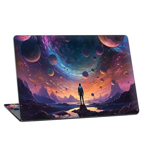 Universal Laptop Skin Sticker with 2 Wrist Pad Skins, Waterproof Scratch Resistant Vinyl Laptop Cover Decal, Cut to Fit for 11–15.6 Inch MacBook HP Dell Lenovo, Human Space - color: Human Space