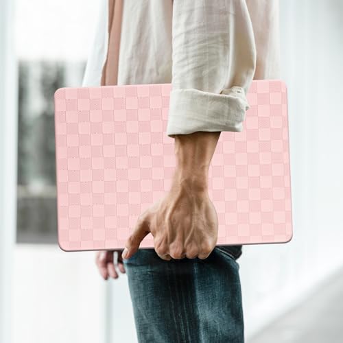 for MacBook Neo Case 13-Inch,Checkerd Print,Leather Textured | Logo Cutout，Keyboard Skin, Anti-Fingerprint, Anti-Scratch, Slim, Lightweight, Pink - color: Checkerboard Pink