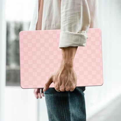 for MacBook Neo Case 13-Inch,Checkerd Print,Leather Textured | Logo Cutout，Keyboard Skin, Anti-Fingerprint, Anti-Scratch, Slim, Lightweight, Pink - color: Checkerboard Pink