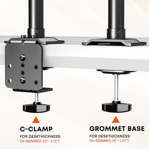PUTORSEN Sit Stand Monitor Desk Mount with Keyboard Tray for 17-32” Screens | Height Adjustable Full-Motion Articulating Arm,19.8 lbs Monitor & 2.2lbs Tray Capacity, C-Clamp & Grommet Mount,Black - size: 32 Inch