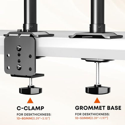 PUTORSEN Sit Stand Monitor Desk Mount with Keyboard Tray for 17-32” Screens | Height Adjustable Full-Motion Articulating Arm,19.8 lbs Monitor & 2.2lbs Tray Capacity, C-Clamp & Grommet Mount,Black - size: 32 Inch