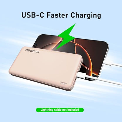2-Pack Portable Charger, Slimmer 10000mAh Power Bank, USB C in&Out Fast Charging Battery Pack, External Portable Power Bank for iPhone Tablet Samsung Pixel Headphones etc (Blue&Pink) - color: Blue&Pink