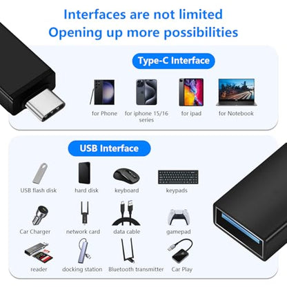 10 Pack USB C to USB3.0 Adapter, Type C Male to USB Female Adapter for Smartphone, PC, Laptop, Tablet, Keyboard