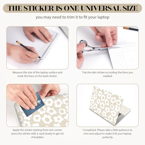Laptop Skin Sticker Decal, Apricot Flower 13" 13.3" 14" 15" 15.4" 15.6 inch Laptop Netbook PC Notebook Universal Vinyl Reusable Skin Sticker Cover Art Case Protector - color: Apricot Floral Flower