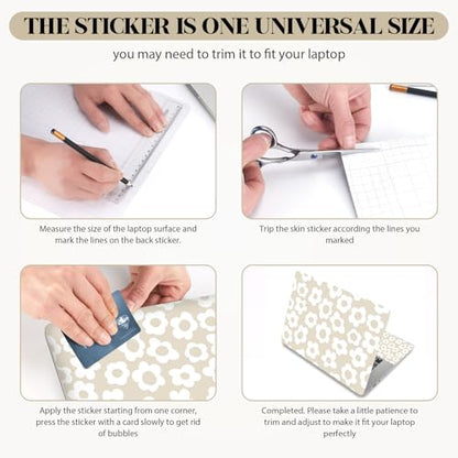 Laptop Skin Sticker Decal, Apricot Flower 13" 13.3" 14" 15" 15.4" 15.6 inch Laptop Netbook PC Notebook Universal Vinyl Reusable Skin Sticker Cover Art Case Protector - color: Apricot Floral Flower