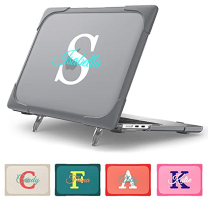Batianda Custom Name Heavy Duty Case for MacBook Air 13.6 Inch 2026-2022 | Personalized Text Design, Ergonomic Foldable Stand Holds 22lbs, TPU Bumper, Matte Hard Shell, Fits A3449/A3240/A3113/A2681 - color: Customizable Name