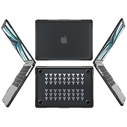 Batianda Ultimate Slim Case for MacBook Air 13.6 inch 2022-2026, Black | Fits M2/M3/M4/M5 Model, Lightweight Slim Design, Carbon Fiber Side Texture, Matte Translucent Rugged Hybrid Protective Shell - color: S-Black