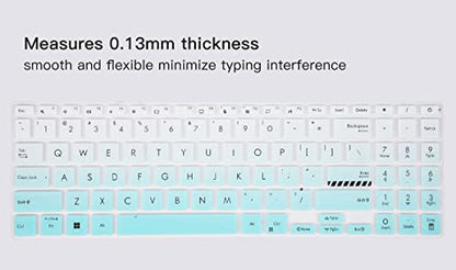 2PCS Keyboard Cover for ASUS Vivobook Go 15.6" E1504FA, VivoBook 16 K3605 F1603 M1603 X1603 M1605 F1605 16", VivoBook Pro 15X OLED M6501 K6501 M1503QA M1502, VivoBook S 15 OLED 15.6" M3502 K3502 - color: Gradual Mint+Clear