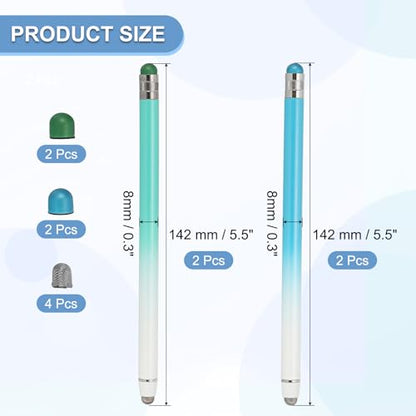 PATIKIL 4 Pcs Stylus Pens for Touch Screens, 2 in 1 High Sensitivity Universal Pen Capacitive Stylus for Phone Tablets Laptop Touch Screen Devices, Blue Green - color: Blue Green