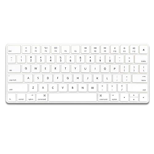 ProElife Ultra Thin Silicone Keyboard Protector Cover Skin for Apple Magic Keyboard & Magic Keyboard 2 (U.S Version, Model: MLA22L/A-A1644, Without Numeric Keypad) (White) - color: White