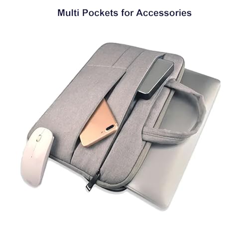 15.6 Inch Laptop Briefcase Sleeve with Hideaway Handles, Slim Work Carry Case, Front Zipper Pocket, Quick Access Fastener Pouch, Low Profile Business Handbag for Commuting, Meetings, Office Travel