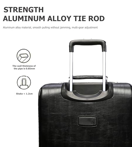feilario Waterproof PVC Business Carry On Luggage, TSA Lock, Spinner Wheels | Hidden aluminum alloy handle, laptop pocket and magnetic front pocket keep business essentials smooth through airports - color: Black