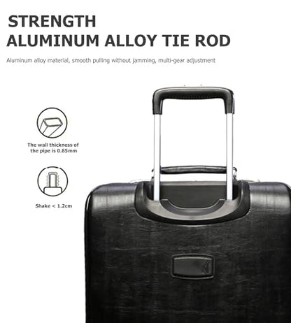 feilario Waterproof PVC Business Carry On Luggage, TSA Lock, Spinner Wheels | Hidden aluminum alloy handle, laptop pocket and magnetic front pocket keep business essentials smooth through airports - color: Black