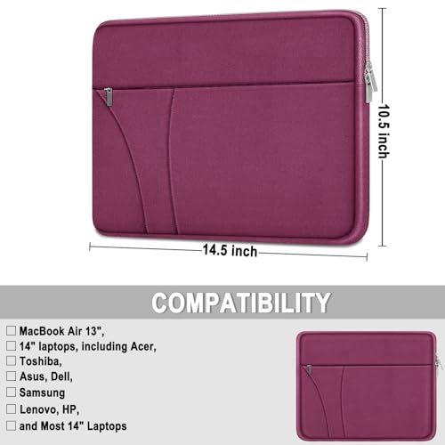 Laptop Sleeve Case 14 inch, Traveling Laptop Cover with Zippered Pocket, Shockproof Protective Carrying Briefcase Computer Bag for 14" MacBook Air/Pro, HP, Dell, Lenovo, Acer, Rose Red - color: Rose Red, size: 14 inch