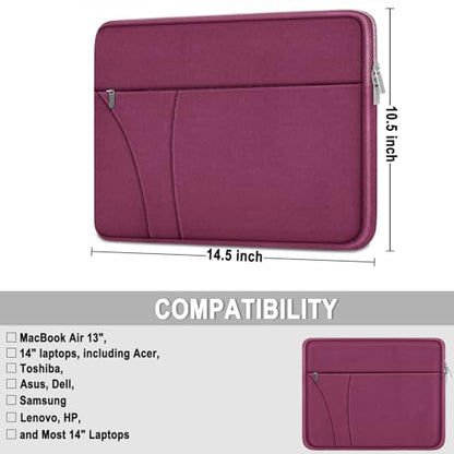 Laptop Sleeve Case 14 inch, Traveling Laptop Cover with Zippered Pocket, Shockproof Protective Carrying Briefcase Computer Bag for 14" MacBook Air/Pro, HP, Dell, Lenovo, Acer, Rose Red - color: Rose Red, size: 14 inch