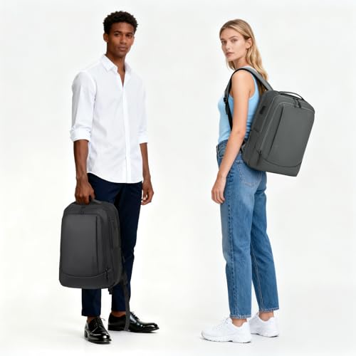 38L Travel Backpack 17" Laptop Backpack W/USB-C Port, Expandable Carry-On Bag, TSA Approved for Business College, Black - color: Black