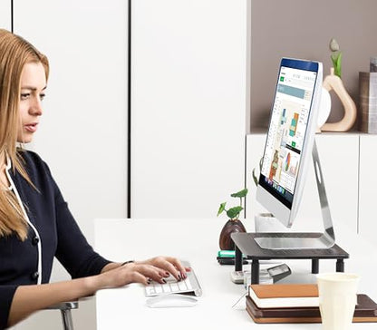 Monitor Stand for Desk Monitor Riser, Adjustable Laptop Riser, Desk Organizer Desktop Printer Laptop Storage Shelf, Mesh Metal Computer Item Stand (1 Piece)(14.5" Lx9.3 W) - size: 1 piece