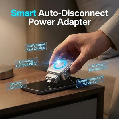 Smart Auto Stop Charging Adapter, Auto Power-Off Fast Charging Adapter, Fast 140W Auto Cut-Off Charger Protector with AI Full-Charge Disconnect, for USB C Cable Phone Laptop (Silver 3PCS) - color: Silver 3PCS