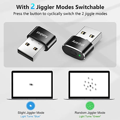 AUEDROT Mouse Jiggler Undetectable Metal USB Mouse Mover with Switch Button, Automatic Mini Mouse Shaker with 2 Jiggle Modes, Plug and Play, Keep Computer/Laptop Awake, Black, 2 PCS - color: Black, style: 2 PCS