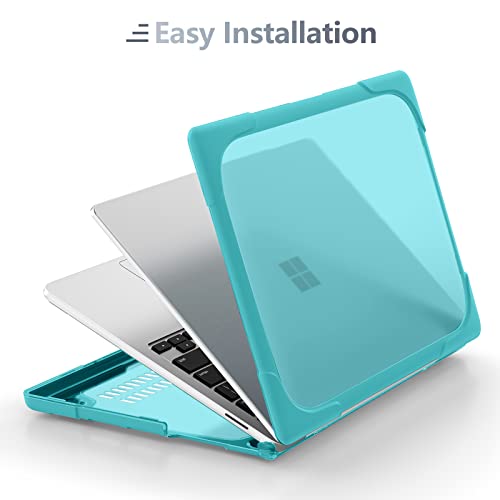 Batianda Case for Microsoft Surface Laptop 13.5 Inch,Metal Palm Rest, Blue | Heavy Duty Ergonomic Foldable Stand, TPU Bumper, Matte Hard Shell, Fits Surface Laptop 3/4/5 13.5" with Metal Palm Rest - color: Light blue, size: with Metal Palm Rest
