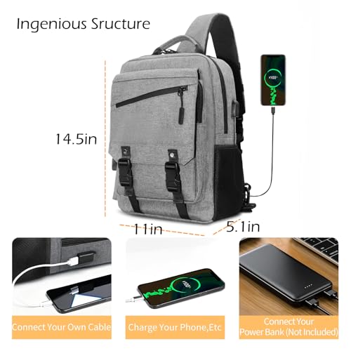Crossbody Messenger Bag for Men: 13L Multi-pocket Satchel Sling Bags - color: Grey