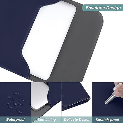 MOSISO Laptop Case 13.3 inch, 13-13.3 inch Laptop Sleeve Compatible with MacBook Neo 13 A18 Pro A3404 /Air 13/Pro 13/Pro 14 M5 M4 M3 M2 M1, Faux Suede Leather Case with Small Bag, Navy Blue - color: Navy Blue