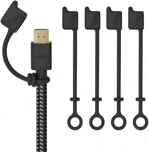 Cozy HDMI Caps for Cables and Cords, Dust and Oxidation Protection, Portable Travel Projector Adapter Cover, Black, 5-Pack - color: HDMI (5) Black