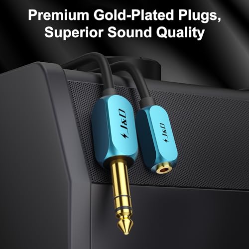 J&D 1/4 inch to 3.5 mm Headphone Adapter, 3.5 mm 1/8 inch TRS Female to 6.35 mm TRS Male Stereo Audio Extension Cable with Heavy Duty Aluminum Alloy Shell, 1 Feet - size: 1 Feet