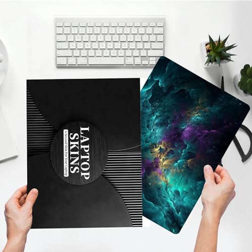 Universal Laptop Skin Sticker with 2 Wrist Pad Skins, Waterproof Scratch Resistant Vinyl Laptop Cover Decal, Cut to Fit for 11–15.6 Inch MacBook HP Dell Lenovo, Galaxy Clouds - color: Galaxy Clouds