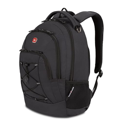SWISSGEAR Bungee Core Laptop Backpack, Fits Most 13-Inch Laptops, Airflow Back Panel, Reflective Accents, and Bungee Cord System, Black, 26L, 17.25-Inch - color: Grey (Laptop Version)