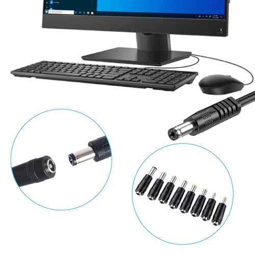 Universal DC Connectors Plug Kit, 8 Connector Tips Kits DC Plug Universal 5.5 x 2.1 mm Female to Male Adapter Tips AC Power Adapters Power Supply Plugs for LED Strip Lights, Laptop