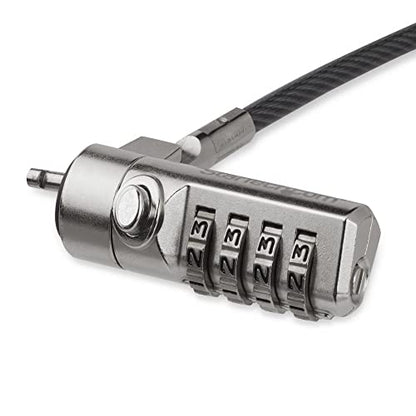 StarTech 6.6ft (2m) Laptop Cable Lock, TAA | 4 Digit Combination Laptop/Desktop Security Cable Lock for K-Slot Devices/Computers/Monitors, LTLOCK4D - size: 6.5 ft (2m), style: w/Swivel Hinge