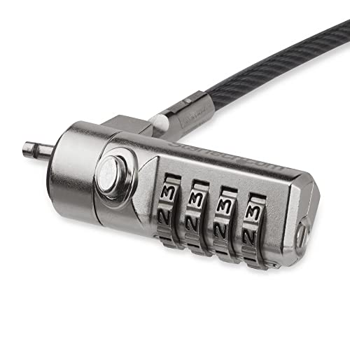 StarTech 6.6ft (2m) Laptop Cable Lock, TAA | 4 Digit Combination Laptop/Desktop Security Cable Lock for K-Slot Devices/Computers/Monitors, LTLOCK4D - size: 6.5 ft (2m), style: w/Swivel Hinge