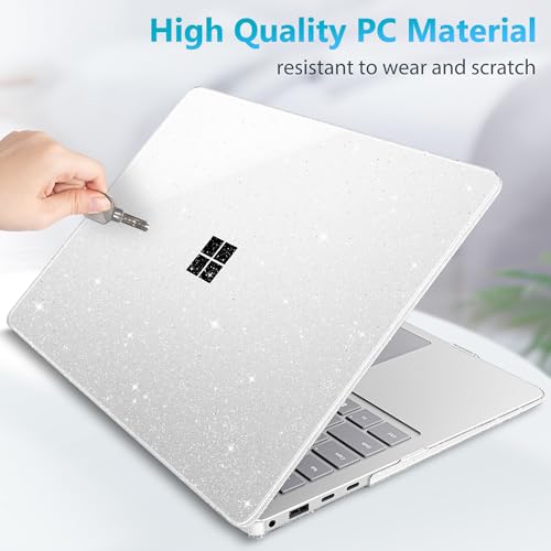 Mektron Glitter Case for 13.8" Microsoft Surface Laptop 8 2026 Fits Surface Laptop 13.8 Inch 7 2024 Cover (Model: 2036),Keyboard Cover +Screen Protector +Dust Plugs, Sparkly Clear - color: Sparkly Clear