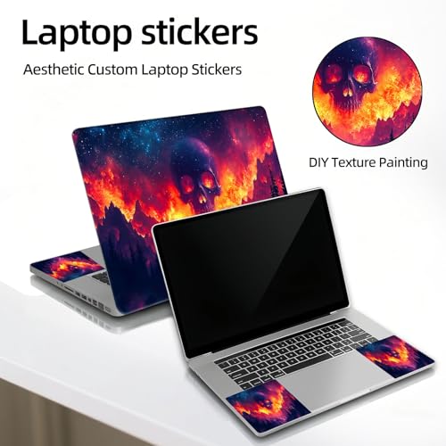 Universal Laptop Skin Sticker Decal, 12"-15.6" Aesthetic Vinyl Wrap, Fiery Skull Mountain Waterproof Notebook Cover Art Protector for MacBook HP Dell Lenovo, Fits 13" 14" 15" 15.6" - color: Fiery Skull Mountain